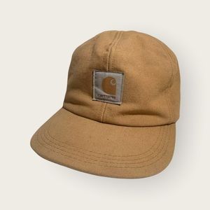 Vintage Carhartt Canvas Insulated Drop Ear Flap Red Quilt Lined Hat Sz LG USA **